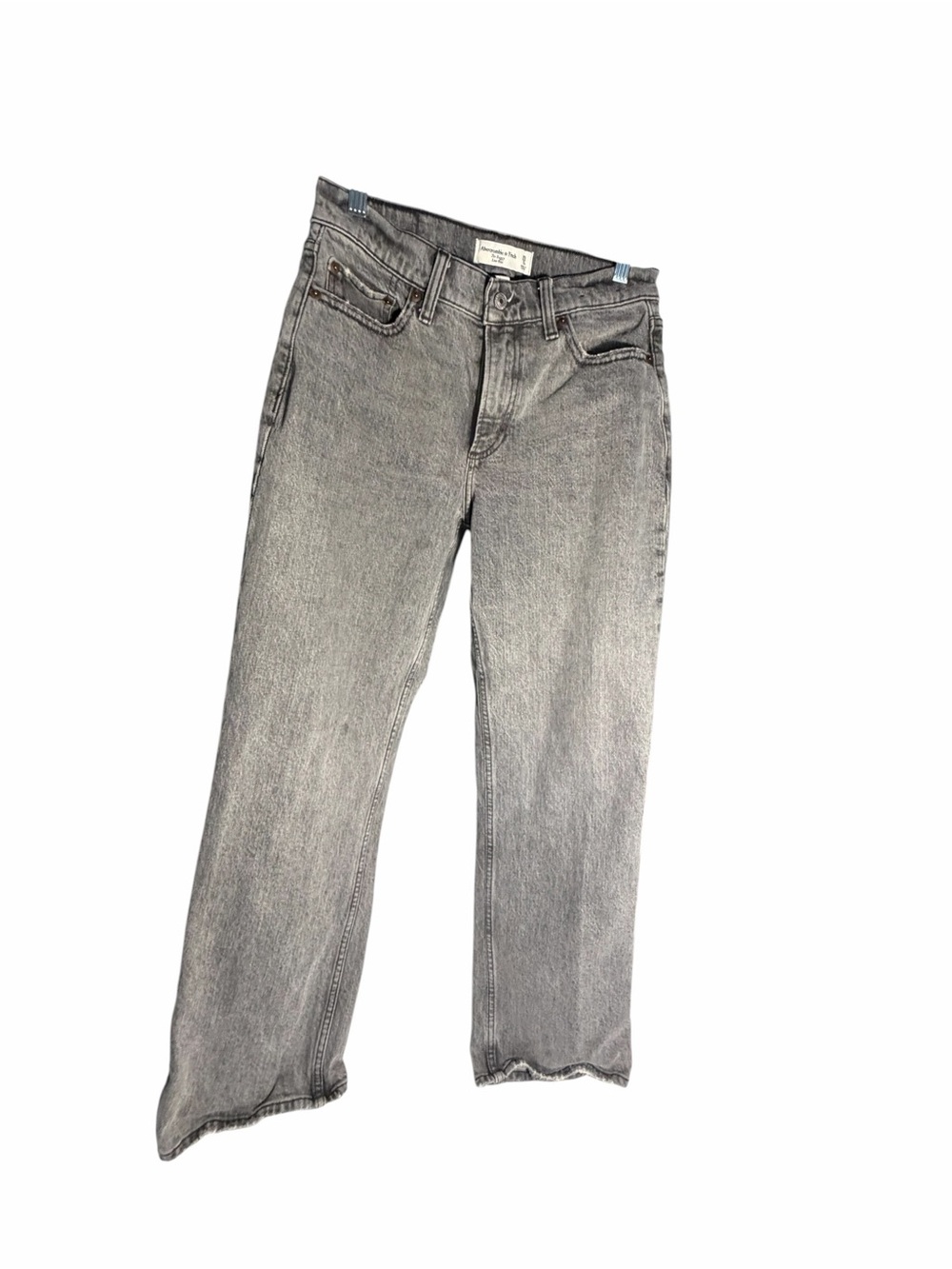 Abercrombie & Fitch The Baggy Low Rise Gray Washed Straight Jeans Sz 25/0